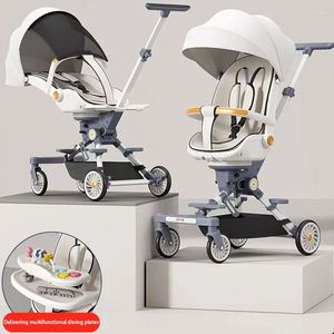 Poussette pliable à vue haute pour tout-petit de 6 à 12 mois, jouets pour bébé, portable, bidirectionnelle, pliable à une touche, 95 ° - 175 °, plateau alimentaire amovible à plat, support de pied caché