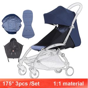 Stroller Parts Accessories 3pcs/set 175° Adjustable Canopy Cover Seat Cushion Stroller Accessories For Yoya /babythrone YOYO Pram Sunshade Seat Mattress 230731