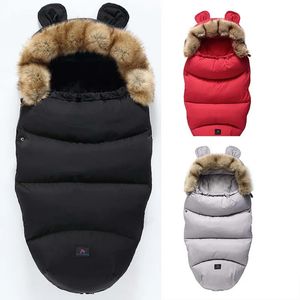 Cochecitos de invierno para bebé, saco para dormir al aire libre, manta con cuello de piel a prueba de viento para 0 3 años, sacos de dormir para bebés, saco de dormir para mantener el calor 231031