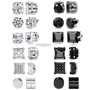 Stud 1/6/12 pares punk para hombre fuerte imán magnético Ear Stud Set CZ falso pendientes no perforantes regalo para joyería de novio 8 mm YQ231114