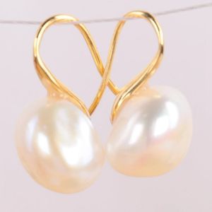 Étalon 10-12 mm Boucles d'oreilles en perles baroques blancs 18k