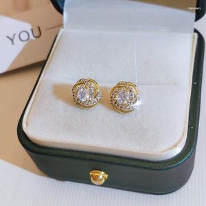 Stud 18k oro 18 K mujer pendientes inusuales pendientes tendencia Piercing pequeño cristal Vintage oreja puños para fiesta joyería de mujerStud Dale22 Fa