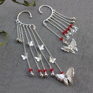 Stud Anime Tian Guan Ci Fu Clips d'oreille Crochet Hua Cheng Xie Lian Cosplay Papillon Pendentif Boucle d'oreille Femmes Bijoux Accessoires Cadeau 231115