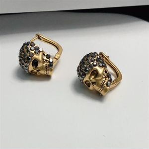 Stud marque bijoux de mode pour femmes cadeaux d'anniversaire Punk crâne boucles d'oreilles or squelette Vintage Design Stud187e