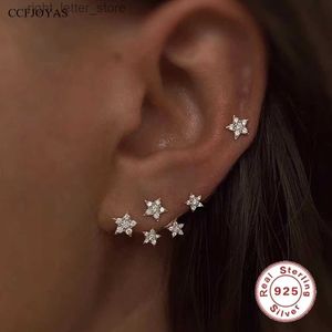 CCFJOYAS réel 925 en argent Sterling blanc Zircon étoile boucles d'oreilles pour les femmes Simple exquis étoile à cinq branches Piercing boucles d'oreilles YQ231211