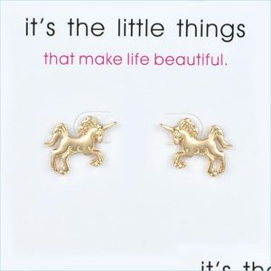 Stud Cute Boucles d'oreilles Alliage Exquis Gold Sier Couleurs Stud Womens Pegasus Charming Card Jewelry Gifts For Girls Drop Delivery 20 Bdehome Dhhqp