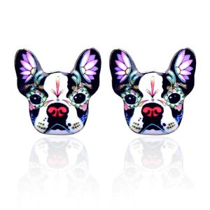 Stud mignon émail impression chien boucles d'oreilles pour les femmes Colorf chiot Animal dessin animé ethnique mode bijoux cadeau livraison directe Dhbp0