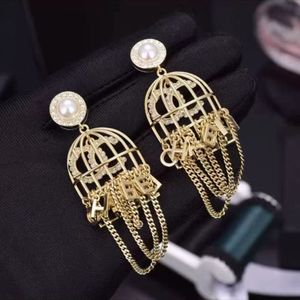 Stud Dangle Chandelier Designer Chanls Luxury Senior Bird Cage Boucles d'oreilles pour femmes