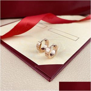 Stud Diamond Pendientes de oro para mujer Pareja Joyas Sterling Sier Clip en pendiente Organizador Aros Piedra preciosa Cristal plateado Ohrringe F Dhrfx