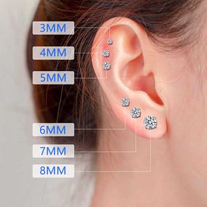 Stud Earring Cz Crown Acero inoxidable Zircon Earstuds Pendientes Titanium Earbone Joyería de mujer para mujer Iced Out CZ Cubic Zirconia Piercing Studs Wholesale