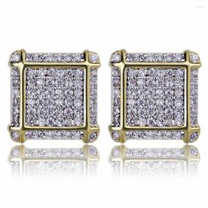 Boucles d'oreilles Stud 11 mm micro-pavées cubiques Zirconi Bling Iced Out Square for Men Hip Hop Fashion Fashion Rappement des bijoux