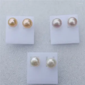 Boucles d'oreilles à clous, 12 paires de perles d'eau douce 8-9 MM, perles naturelles, presque rondes, avec broche en acier inoxydable, vente en gros