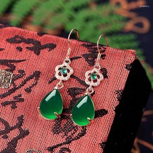 Pendientes de tuerca de oro rosa de 14K para Mujer, aretes de piedras preciosas de esmeralda, topacio verde bohemio, Bizuteria Aros para Mujer Oreja Orecchini