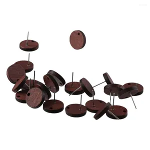 Boucles d'oreilles à tige en bois de noyer de 15mm, fabrication de pendentifs plats et ronds, marron noix de coco pour femmes