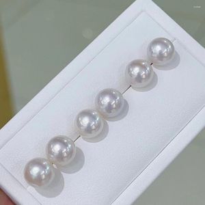 Pendientes de tuerca de oro macizo auténtico de 18K, pendiente de perla blanca Akoya Natural, pendientes redondos brillantes de 8-9mm de alta calidad, joyería de lujo