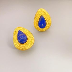 Boucles d'oreilles 18 kgf pierre naturelle bleue pour femmes