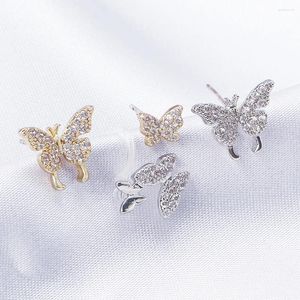 Boucles d'oreilles papillon brillant en cuivre et Zircon, 1 pièce, vente en gros, mignon, luxe, Style élégant pour femmes, bijoux pour filles douces, cadeaux de fête