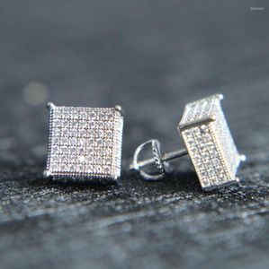 Pendientes de botón 2023 para hombre Big Bling Ear Jewelry 3 colores Screw Back Micro Pave Cz Pendiente para hombres