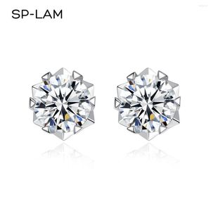 Boucles d'oreilles 2023 tendance Style coréen pour les femmes de luxe Moissanite boucles d'oreilles argent brillant blanc plaqué or neige fleur forme