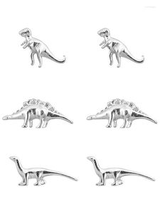 Pendientes de tuerca 3 par/set tiranosaurio estegosaurio dinosaurio divertido Vintage moda bisutería para mujeres adolescentes