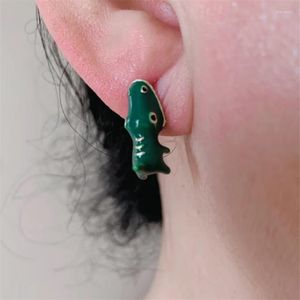 Stud Pendientes 3D Cute Cartoon Alligator Animal Bites GREEN Bite Ear Dog Para Niñas Mujeres Stitch Pet Series Cocodrilo