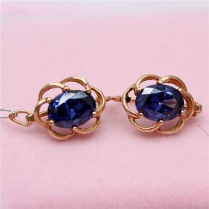 Boucles d'oreilles à tige 585 or violet saphir fleur pour femmes14K Rose ajouré Design élégant charme mode luxe bijoux de fiançailles