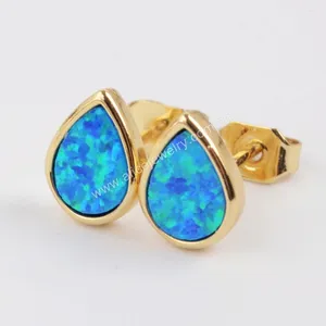 Boucles d'oreilles 5 paires de boucles d'oreilles en forme de goutte d'eau en opale bleue pour femmes, Piercing plaqué or de haute qualité, petits bijoux exquis, cadeaux