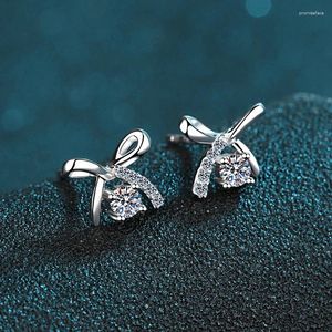 Boucles d'oreilles à clous en argent Sterling 925, diamant Moissanite 0,5 ct, or blanc 18 carats, cadeau d'anniversaire pour femmes
