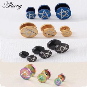 Boucles d'oreilles étalon alilisouy 2 pièces style mode oreille joyeuse en acier inoxydable hip-hop rock rond étoile haltères hommes femmes percées