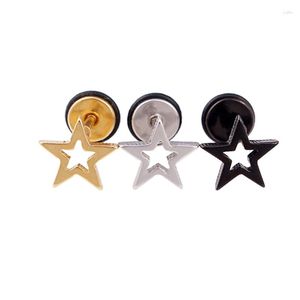 Pendientes Alisouy de 2 piezas con estrellas huecas, blanco, negro, titanio, acero, Punk, tornillo para hombre, joyería para oreja que no se desvanece para mujer