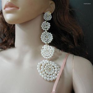 Boucles d'oreilles longues en perles tissées à la main, accessoires de bijoux de fête pour femmes, Star Street S exagérées, Sexy