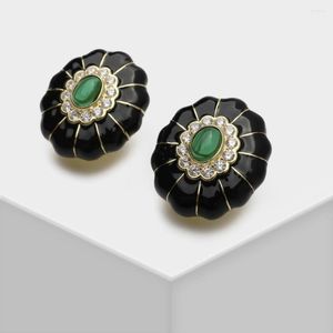 Boucles d'oreilles clous Amorita Court Vintage Medium Antique Drop Glazed Black Strass