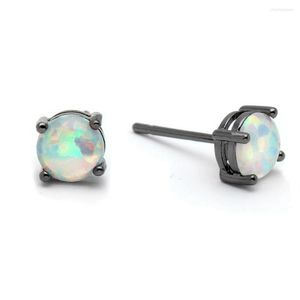 Oorknopjes Black Gun Plated Round Earring voor Lady Fashion Jewelry Engagement Opal Gift Silver Distribution