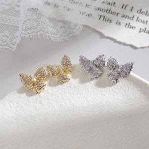 Boucles d'oreilles à tige avec nœud papillon en argent sterling 925, émeraude naturelle, plaqué or platine, bijoux de créateur