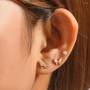 Boucles d'oreilles à tige CANNER, ensemble de 3 pièces, papillon/zircon, petits bijoux fins en argent sterling exquis, cadeau, grossiste
