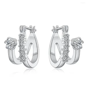 Boucles d'oreilles Cartilage pour femmes, zircone cubique de qualité supérieure, anneaux d'oreilles tendance, couleur or blanc, bijoux à la mode DWE147