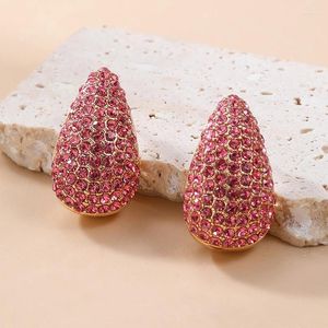 Boucles d'oreilles grosse goutte d'eau en métal strass Post pour femmes Multi couleurs accessoires de vacances en gros bijoux de mode MQ263