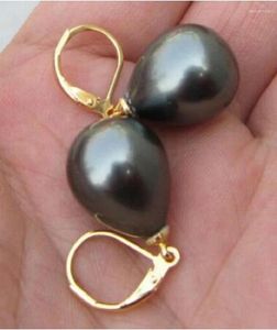 Pendientes de botón Clásico 12-16 mm Concha negra Perla Gota para la oreja Pendientes de palanca Cierre de oro