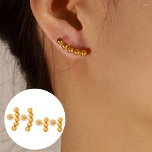 Boucles d'oreilles classiques pour femmes, boule de couleur or, en acier inoxydable, tendance coréenne, bijoux, vente en gros
