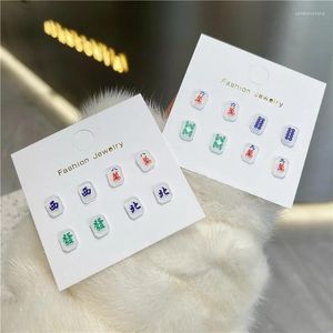 Boucles d'oreilles créatives Mahjong, ensemble de boucles d'oreilles pour femmes, Vintage, Style chinois, mode année, accessoires de richesse, bijoux amusants