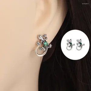 Boucles d'oreilles Creative Silver Color Lizard Fashion Green Gecko Cocktail Zircon hypoallergénique Femmes Bijoux de mariage