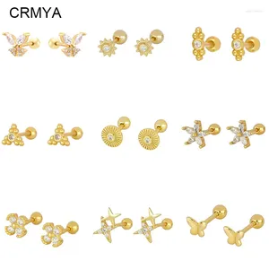 Boucles d'oreilles CRMYA Gold Filled Mini pour femmes mignon CZ Zircon fileté Piercing femmes 2024 bijoux en gros