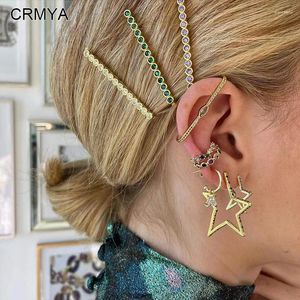 Boucles d'oreilles CRMYA plaqué or étoile à cinq branches pour femmes, couleur piercing, zircone cubique, bijoux en gros, 2024