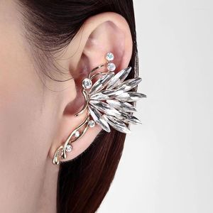 Pendientes de tuerca con Clip de oreja de mariposa de cristal, clip en U de hueso con temperamento, joyería colgante Unilateral, venta al por mayor