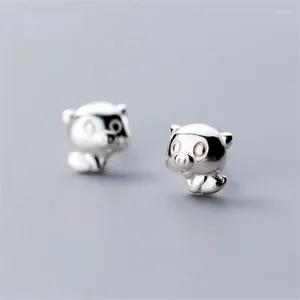 Pendientes de tachuelas Cute Fashion 925 Sterling Silver Pig Animal Simple for Women Girl Office Style Jewelry