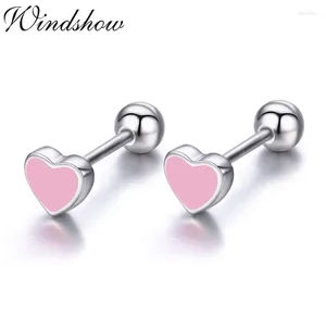 Pendientes de tuerca con forma de corazón negro pequeño y bonito, tornillo de Plata de Ley 925 para mujeres, niñas, niños, joyería para bebés, Orecchini Aros Aretes