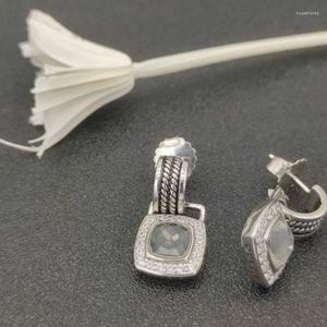 Boucles d'oreilles DAVID.ManYur, marque de luxe américaine, bijoux de qualité supérieure, en argent 925, quadrilatère en diamant, bouton en fil de fer