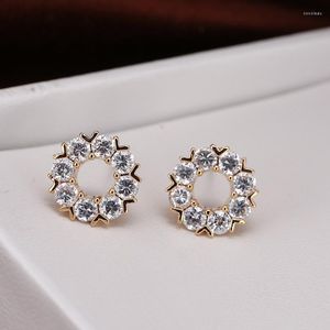 Boucles d'oreilles à tige DE236 Fashion Street Snap Sweet 4A Zircon Circulaire Anneau Fleur Géométrie Oreille GIRL'S Gift Party WOMEN'S Jewelry 2023