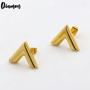 Boucles d'oreilles Stud Diam Brand Lettre en acier inoxydable V pour femmes Gold Couleur Piercing Nom initial Boucle D'Oreille Party