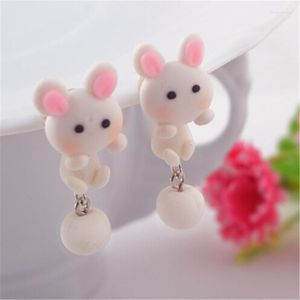 Pendientes de tuerca para hacer bricolaje, color blanco bonito para mujer y niña, joyería exquisita con animales de dibujos animados, regalo, salmueras 2023